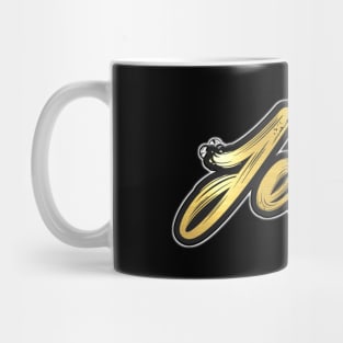 Shiny black and Gold JESUS word ver7 Mug